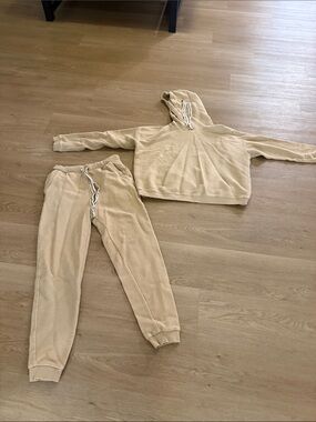 aerie Beige Waffle-Knit women’s Hoodie & Joggers Set